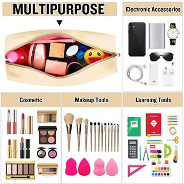 Chenille Letter Clear Makeup Bags Mama Pouch, Preppy Patch Makeup Bag with Zipper, Transparent PVC & Nylon Waterproof Portable Glitter Cosmetic Bag Travel Toiletry Storage for Women Girls(MAMA-Beige)