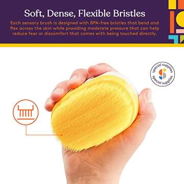 Special Supplies Wilbarger Method Therapy Sensory Brush Set, 6-Pack, Calming Occupational and Sensory Tools with Deep Pressure Massage, Large Oval Handle, Soft Bristles, Fun Colors