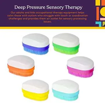 Special Supplies Wilbarger Method Therapy Sensory Brush Set, 6-Pack, Calming Occupational and Sensory Tools with Deep Pressure Massage, Large Oval Handle, Soft Bristles, Fun Colors