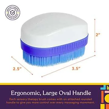 Special Supplies Wilbarger Method Therapy Sensory Brush Set, 6-Pack, Calming Occupational and Sensory Tools with Deep Pressure Massage, Large Oval Handle, Soft Bristles, Fun Colors