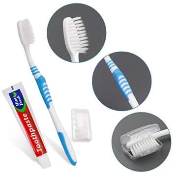 Disposable Toothbrushes with Toothpaste Individually Wrapped, Travel Kit whit Plastic Zip Bag,Toothb...