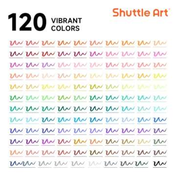 120 Colors Dual Tip Brush Marker Pens with 1 Coloring Book, Fineliner and Brush Dual Tip Markers Set, Water-based Ink Perfect for Kids Adult Artist Calligraphy Hand Lettering Journal Doodling Writing