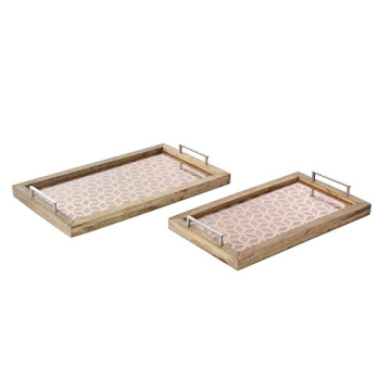 Deco 79 Modern Wood and Metal Serving Trays Set of 2