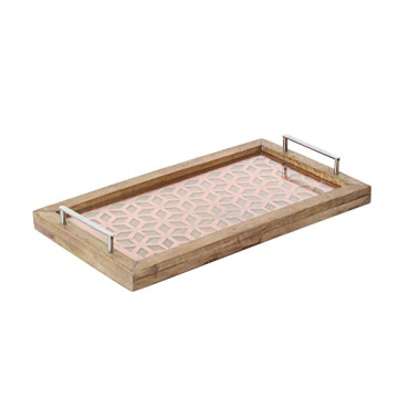 Deco 79 Modern Wood and Metal Serving Trays Set of 2