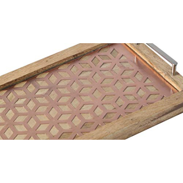 Deco 79 Modern Wood and Metal Serving Trays Set of 2