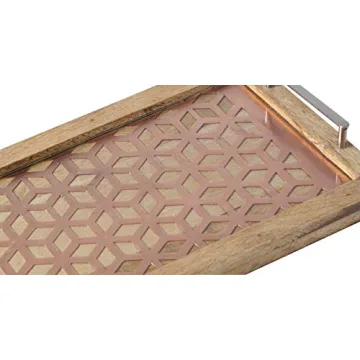 Deco 79 Modern Wood and Metal Serving Trays Set of 2