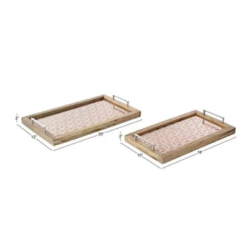 Deco 79 Modern Wood and Metal Serving Trays Set of 2