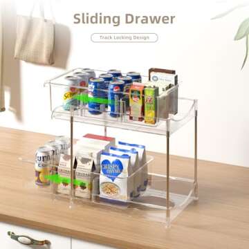 MHHA 2 Pack Bathroom Cabinet Organizer, 2 Tier Clear Under Sink Organizers and Storage Medicine Cabi...