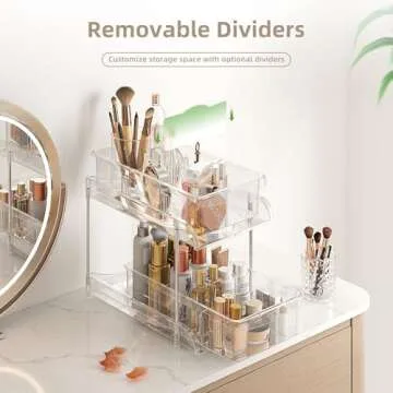 MHHA 2 Pack Bathroom Cabinet Organizer, 2 Tier Clear Under Sink Organizers and Storage Medicine Cabinet Organizer with Dividers, Pull Out Kitchen Pantry Shelf Cupboard Closet Vanity Organization Bins