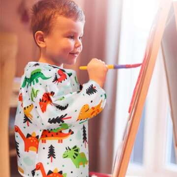 BAHABY Kids Art Smocks for Ages 3-8, Dinosaur Design