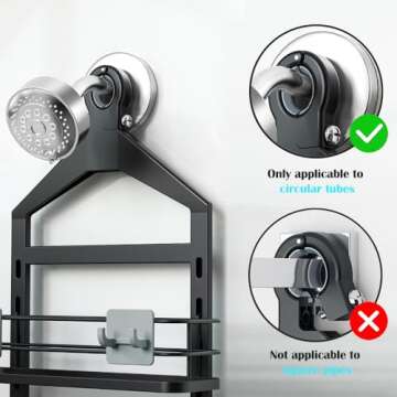 ODesign 3 Tier Height-Adjustable Large Shower Caddy Hanging Anti-Swing-Over The Shower Head Caddy-Shower Storage Organizer Bathroom Shelves Basket Rack Shower Caddies-Black,11.9" x 4.84" x 36.2"