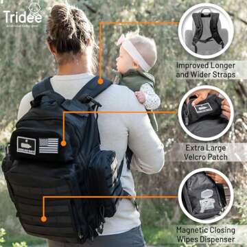 Dad Diaper Bag - Molle-Style Military Diaper Backpack Made of Rugged 900D Waterproof Polyester with ...