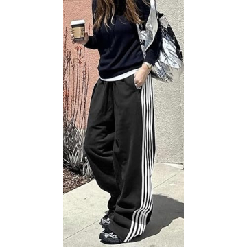 UAURORAO Y2K Wide Leg Track Pants for Stylish Comfort