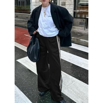UAURORAO Y2K Wide Leg Track Pants for Stylish Comfort