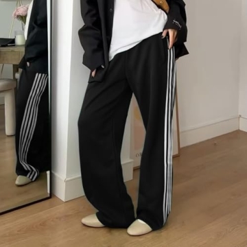 UAURORAO Y2K Wide Leg Track Pants for Stylish Comfort