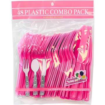 Vibrant Hot Pink Disposable Cutlery Set for Any Party