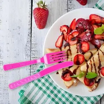 Vibrant Hot Pink Disposable Cutlery Set for Any Party