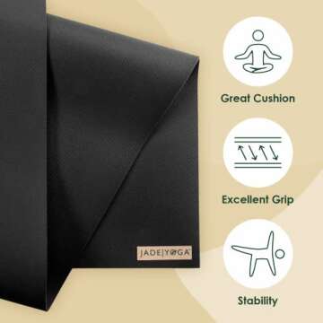 JadeYoga Harmony Yoga Mat - Durable & Thick Gym Fitness Mat, Non-Slip Natural Rubber Yoga Mat - Home...