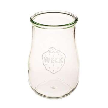 Weck Tulip Jars 1.5 Liter - Sour Dough Starter Jar - Large Glass Jars for Sourdough - Starter Jar with Glass Lid Tulip Jar with Wide Mouth Suitable Canning and Storage 1 Jar with Wood Lid