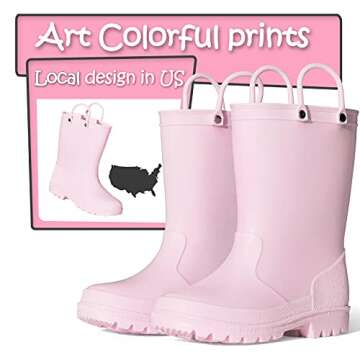 K KomForme Kids Girls & Boys Rain Boots: Waterproof & Durable Outdoor Fun