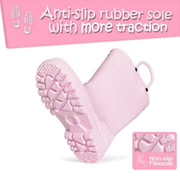 K KomForme Kids Waterproof Rain Boots with Handles