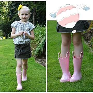 K KomForme Kids Waterproof Rain Boots with Handles