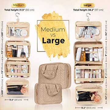 BOACAY Hanging Travel Toiletry Bag for Women, Makeup Bag, Bathroom & Shower Organizer Kit for Accessories, Cosmetics, Travel Essentials