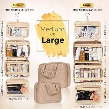 BOACAY Hanging Travel Toiletry Bag for Women, Makeup Bag, Bathroom & Shower Organizer Kit for Accessories, Cosmetics, Travel Essentials