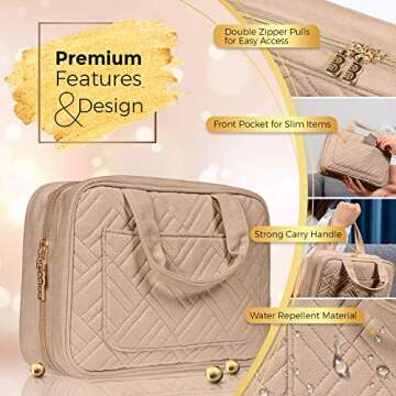 BOACAY Hanging Travel Toiletry Bag for Women, Makeup Bag, Bathroom & Shower Organizer Kit for Accessories, Cosmetics, Travel Essentials