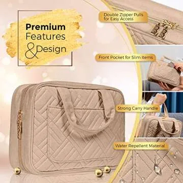 BOACAY Hanging Travel Toiletry Bag for Women, Makeup Bag, Bathroom & Shower Organizer Kit for Accessories, Cosmetics, Travel Essentials