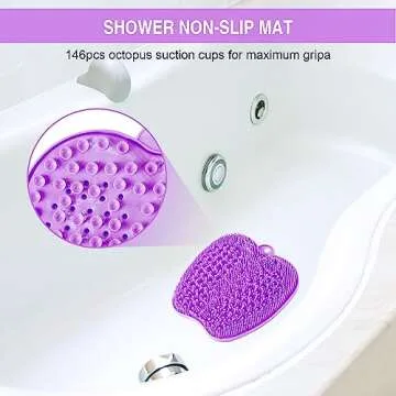 BESKAR XL Large Foot Scrubber Mat for Use in Shower - Shower Foot Cleaner to Eliminate Calluses Dead Skin, Foot Massager Mat for Men & Women to Soothe Achy Feet, Non Slip Suction Cups