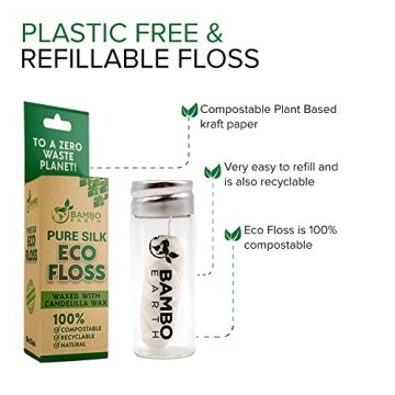 Biodegradable Mint Dental Floss with Refillable Glass Holder - Eco-Friendly
