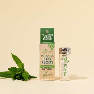 Biodegradable Mint Dental Floss with Refillable Glass Holder - Eco-Friendly