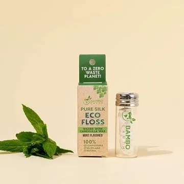 Biodegradable Mint Dental Floss with Refillable Glass Holder - Eco-Friendly