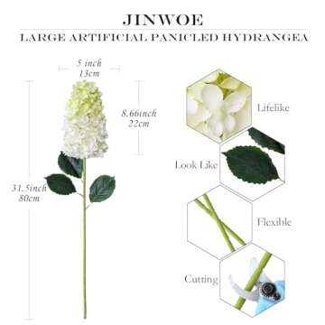 JINWOE 31.5" Lifelike Silk Hydrangeas - 2 Pcs