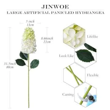 JINWOE 31.5" Lifelike Silk Hydrangeas - 2 Pcs