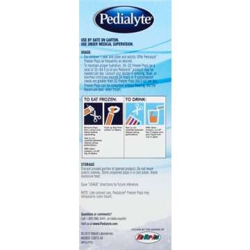 Pedialyte Electrolyte Solution Freezer Pops, 2.1 Fl Oz, 16 Pack