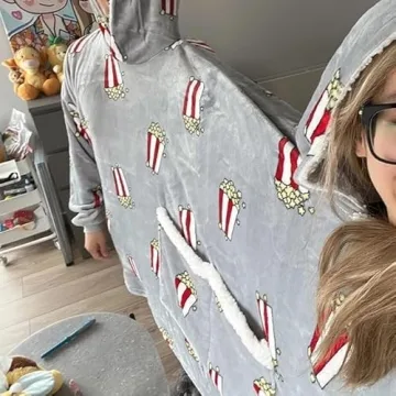 Funny Couples Pajamas - Popcorn Hoodies with Pockets