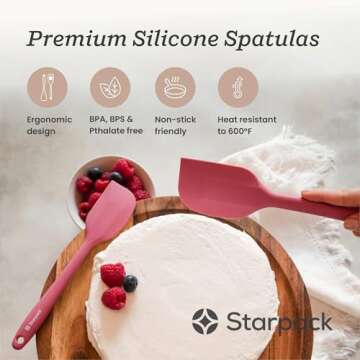 Starpack 'Scrape & Stir' Silicone Spatula Set (2 Pcs) - Heat Resistant Spatula Set 600°F - Food Gra...