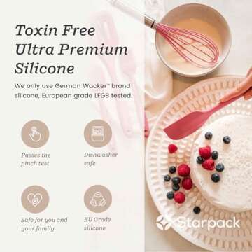 Starpack 'Scrape & Stir' Silicone Spatula Set (2 Pcs) - Heat Resistant Spatula Set 600°F - Food Grade Kitchen Spatulas - Nonstick Baking and Cooking Spatula - LFGB Grade Rubber Spatula Set