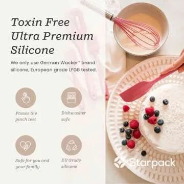 Starpack 'Scrape & Stir' Silicone Spatula Set (2 Pcs) - Heat Resistant Spatula Set 600°F - Food Grade Kitchen Spatulas - Nonstick Baking and Cooking Spatula - LFGB Grade Rubber Spatula Set