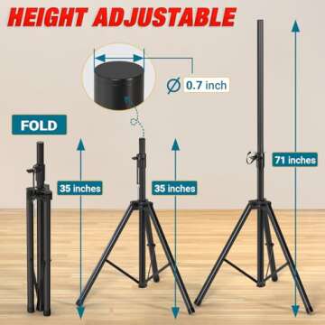 Qoope PA Speaker Stands Pair, Heavy Duty Universal Speaker Stand,Speaker Tripod Stand,Adjustable Hei...
