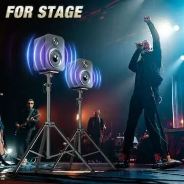 Qoope PA Speaker Stands Pair, Heavy Duty Universal Speaker Stand,Speaker Tripod Stand,Adjustable Height from 35 to 71 Inches 35mm Compatible Insert with Mounting Bracket Hold up to 132lbs