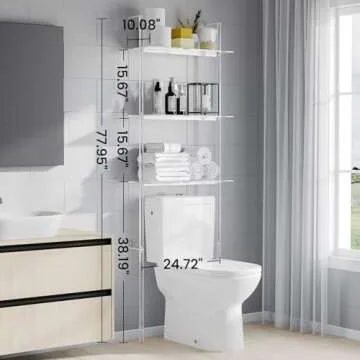 Sumerflos Acrylic Over The Toilet Storage Shelf - Stylish 3 Tier Organizer Rack for Bathrooms and Be...