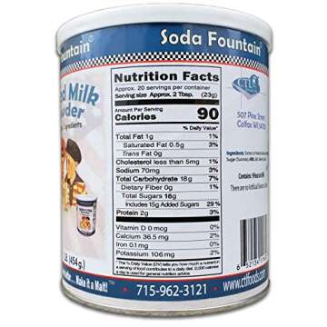 Soda Fountain Malted Milk Powder 1 lb. Canister - Malt Powder for Ice Cream and Baking
