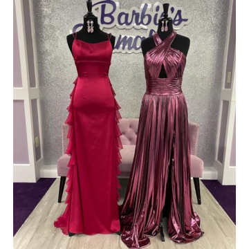 Elegant Tidinesslife Women's Halter Formal Dress with Slit