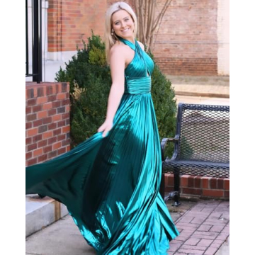 Elegant Tidinesslife Women's Halter Formal Dress with Slit