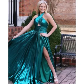 Elegant Tidinesslife Women's Halter Formal Dress with Slit