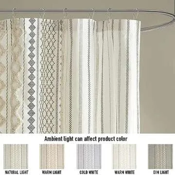 INK+IVY Imani Tufted Chenille 100% Cotton Shower Curtains Machine Washable, Modern Home Bathroom Décor Bathtub Privacy Screen, 72" x 72", Ivory