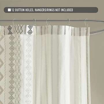 INK+IVY Imani Tufted Chenille 100% Cotton Shower Curtains Machine Washable, Modern Home Bathroom Décor Bathtub Privacy Screen, 72" x 72", Ivory